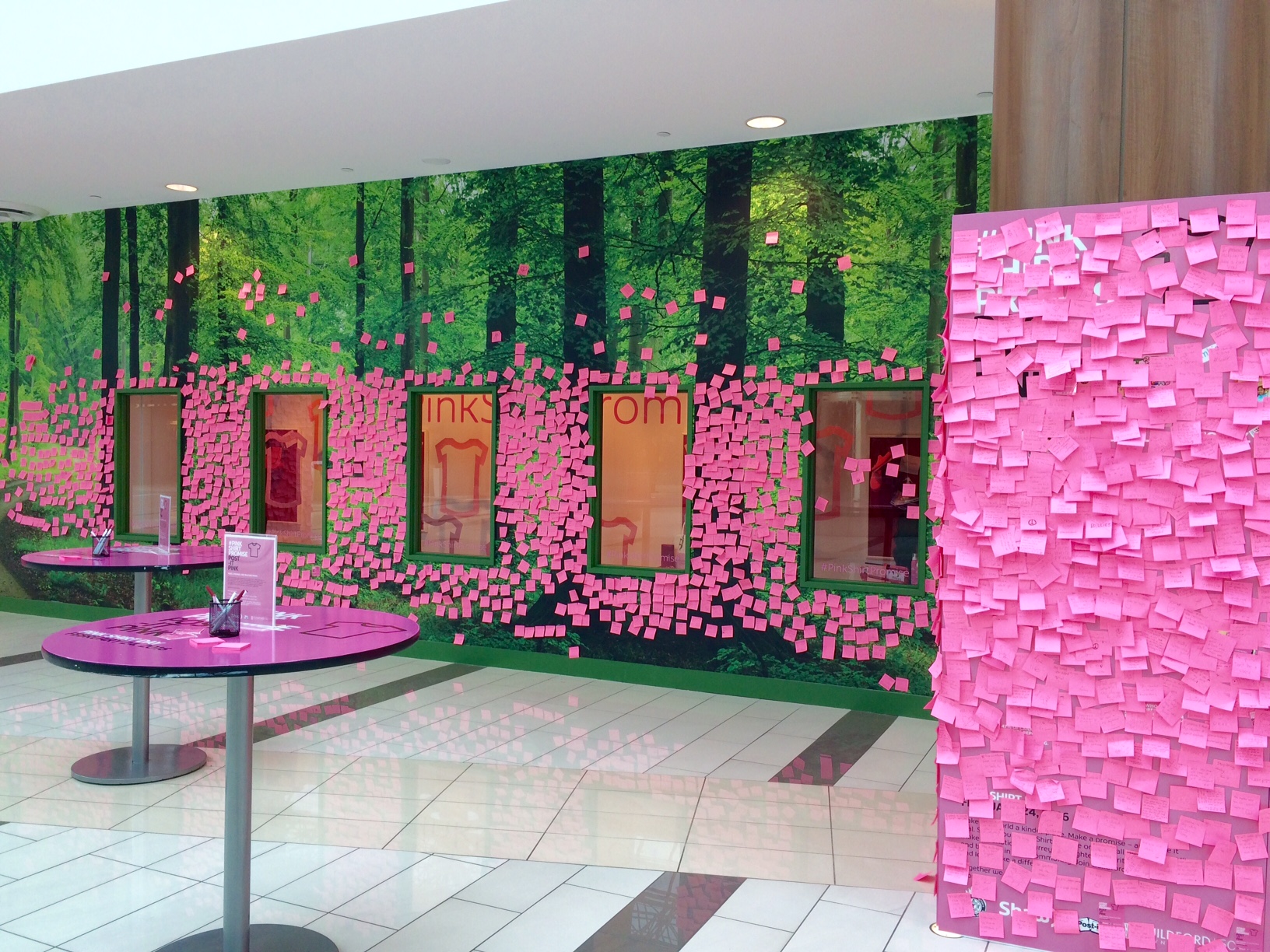 PinkShirtPromise Wall with Post-it notes