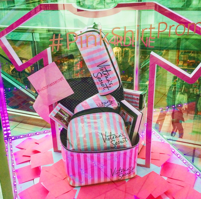 Pink Shirt display case at Guildford Town Centre